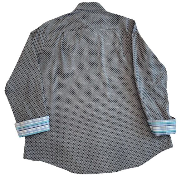 Tasso Elba Men's Geometric Print 100% Cotton Button Down Long Sleeves L - Picture 3 of 8